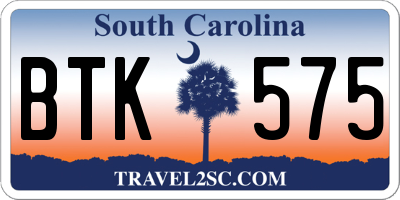 SC license plate BTK575