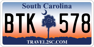SC license plate BTK578