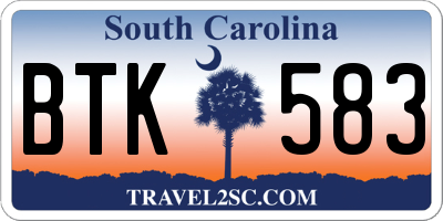 SC license plate BTK583