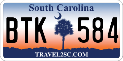 SC license plate BTK584