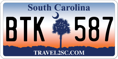 SC license plate BTK587