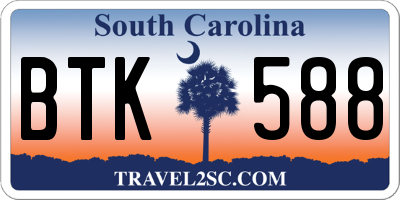 SC license plate BTK588