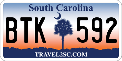 SC license plate BTK592