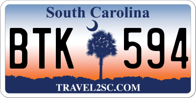 SC license plate BTK594
