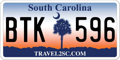 SC license plate BTK596