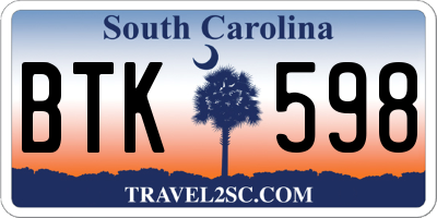 SC license plate BTK598