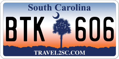 SC license plate BTK606