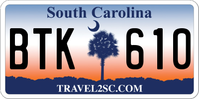 SC license plate BTK610