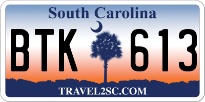 SC license plate BTK613