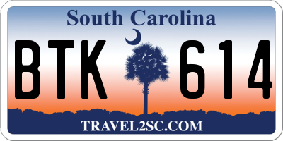 SC license plate BTK614
