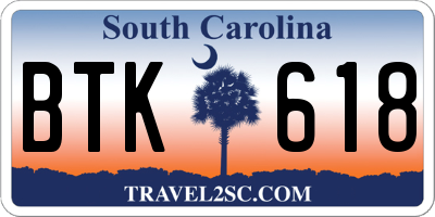 SC license plate BTK618