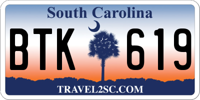 SC license plate BTK619
