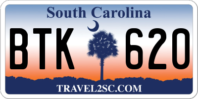 SC license plate BTK620