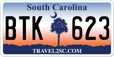 SC license plate BTK623