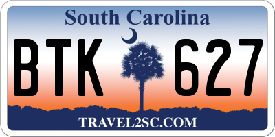 SC license plate BTK627