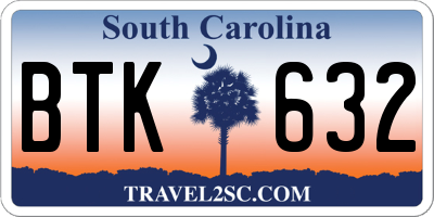 SC license plate BTK632