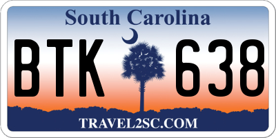 SC license plate BTK638