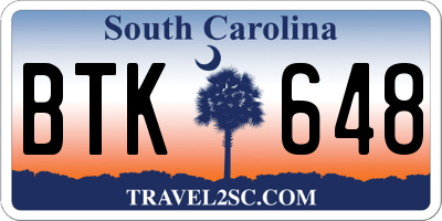 SC license plate BTK648