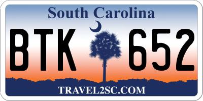SC license plate BTK652