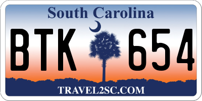 SC license plate BTK654