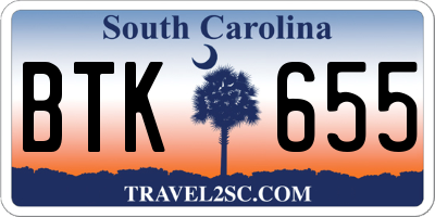 SC license plate BTK655
