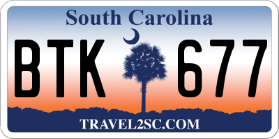SC license plate BTK677