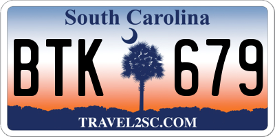 SC license plate BTK679