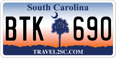 SC license plate BTK690