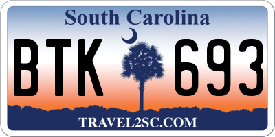 SC license plate BTK693