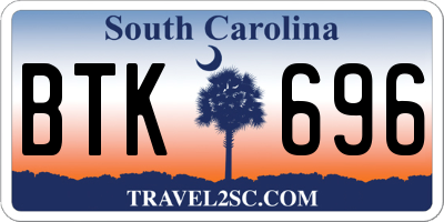 SC license plate BTK696