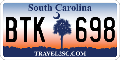 SC license plate BTK698