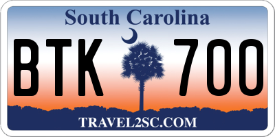 SC license plate BTK700