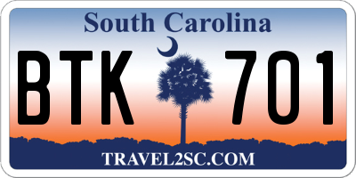 SC license plate BTK701