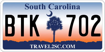 SC license plate BTK702