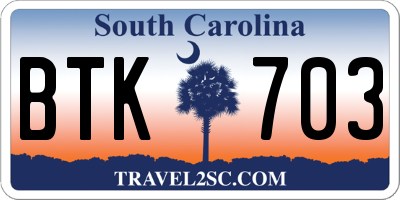 SC license plate BTK703