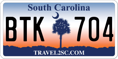SC license plate BTK704