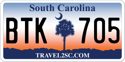 SC license plate BTK705