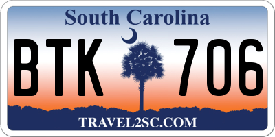 SC license plate BTK706