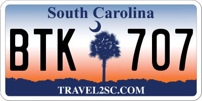 SC license plate BTK707