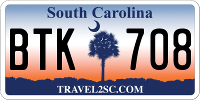 SC license plate BTK708