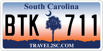 SC license plate BTK711