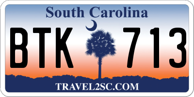 SC license plate BTK713