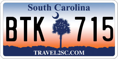SC license plate BTK715