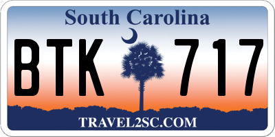 SC license plate BTK717