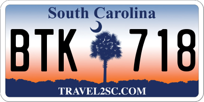 SC license plate BTK718