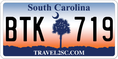 SC license plate BTK719