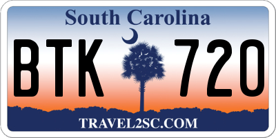 SC license plate BTK720