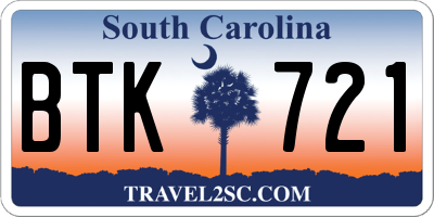 SC license plate BTK721