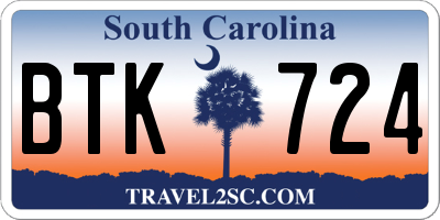 SC license plate BTK724