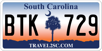 SC license plate BTK729